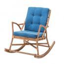 ロッキングチェア 1人掛 ヴィンテージ調 ブルー おしゃれ ラタン デニム コットン 椅子 幅62