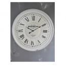 ウォールクロック 時計 ブリキ おしゃれ アンティーク調 壁掛け 電池 ホワイト 白