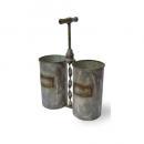 ドロール2ポット アンティーク調 アイアン グレー プランタースタンド プランター 高さ33