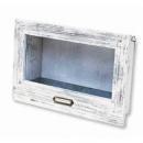 ウッドフレーム シャビー ホワイト ブリキトレー付 ガーデニング アレンジメント 壁掛け　スクエア