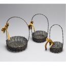 ミニバスケット(3個セット) アイアン 収納ケース シンプル ブラック おしゃれ かご 直径10