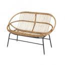 ラブチェア ラタンソファ 2人掛け アイアン リビング アジアンテイスト ナチュラル 幅119