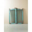 ゲート 木製 ターコイズ ブラウン アンティーク調 シャビー 扉 おしゃれ 飾り 高さ105