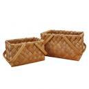 ブラウンノルディックバスケットA かご 北欧 アンティーク 持ち手付 おしゃれ 収納 SLセット