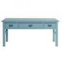 セージ センターテーブル BL ブルー 木製 ローテーブル おしゃれ 机 引き出し コンパクト