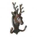 WALL HOOK (REINDEER) フック ブラウン 鹿モチーフ アンティーク調 高さ19