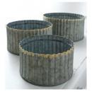 リムゴールド・リブシャローポット3点セット×2個セット アンティーク調 ディスプレイ プランター