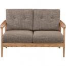 ソファ(2人掛) 布製 ブラウン 茶 ナチュラル 木製 ファブリックソファ リビング　