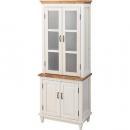 食器棚 キャビネット カントリー調 白 茶 フレンチ カフェ シェルフ 棚 カップボード