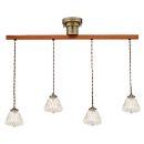 シーリングライト LED電球4個付 クリアー スチール ガラス 木