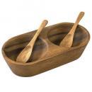 ダブルボウル 2スプーンセット 木製 ウッド 手料理 茶 ブラウン ナチュラル おしゃれ カフェ