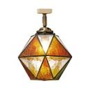 シーリングライト ステンドグラス 多角形 アンバー LED電球付き