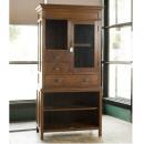 キャビネット アンティーク家具 おしゃれ 木製 シェルフ 棚 ガラス 北欧テイスト 高さ183