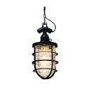 ペンダントライト デッキライト風 レトロ ブラック クラックガラス ハウス球付き