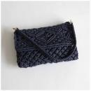 コットンテープ マクラメ クラッチバッグ NV ネイビー おしゃれ ナチュラル 幅32cm