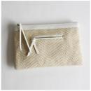 シェブロン ライン クラッチバッグ WH ホワイト おしゃれ ナチュラル 幅31cm