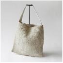 LEATHER&ABACA バッグ フィッシュテール WH おしゃれ ナチュラル 幅38