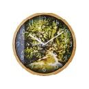 電波掛け時計 自然 木 ウッド 緑 グリーン 自動時刻調節