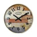 電波掛け時計 カラフル ビンテージ 木目調 時刻自動調節 アイボリー