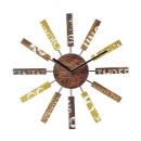 掛け時計 個性的 花 太陽 スチール 木 ブラウン