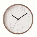 電波掛け時計 白文字盤 立体数字 シンプル 木枠 ウォールナット