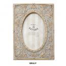 エンボスフォトフレーム グレー クラシック 壁掛け 写真立て 高さ21 通販