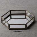 六角形型ミラートレー L インテリア 収納 小物 鏡 おしゃれ 幅16 通販