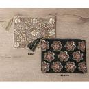 ビーズ×刺繍ベロアフラットポーチ ブラック 雑貨 小物 コスメ 幅20 通販