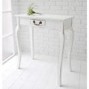 キャットレッグ・サイドテーブル 木製 おしゃれ フレンチ 白 引き出し ナチュラル アンティーク調