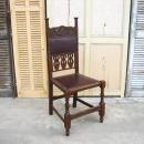チェアー(革張)4 アンティーク調 おしゃれ 木製 椅子 チェア 高級感 ブラウン 高さ106