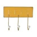 フック ウォールハンガー 鍵 キー 小物 カラフル 3連 イエロー 幅28.8