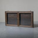 ミニキャビネット 鍵フック アンティーク家具 おしゃれ 木製 ブラウン ガラス ラック 高さ61