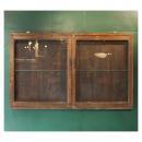 ウォールキャビネット 両開き アンティーク家具 おしゃれ 木製 ブラウン ガラス 高さ75