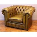 チェスターフィールド アンティーク家具 おしゃれ 木製 カーキ レザー 高級感 ソファ 高さ40