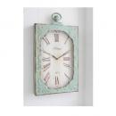 ペールグリーン スチールクロック アンティーク調 壁掛け 時計 電池 おしゃれ ガラス