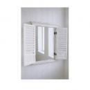 ルーバー ミラー アンティーク調 おしゃれ シャビー 鏡 壁掛け 小窓 フレンチ カントリー