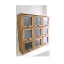 ラスティ 9ドアキャビネット おしゃれ 茶 収納 ディスプレイ 木製 棚 整理 ガラス ブラウン