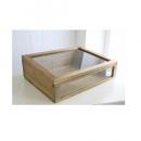 ラスティパイン ガラスケースL アンティーク調 おしゃれ 茶 収納 ディスプレイ 木製 ガラス