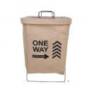 ジュートランドリーバスケットA かご アイアン 麻 持ち手 ナチュラル 収納 洗濯かご 折りたたみ