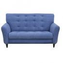 デニムソファ カジュアル 2人掛 ブルー コットン 木製 ウィービングベルト ロータイプ 幅140