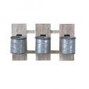 SPICE 壁掛けブリキトリプルポット グレー プランター ヴィンテージ調 木製 高さ25