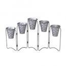 SPICE ブリキパーテーション5ポット グレー プランター ヴィンテージ調 木製 高さ35