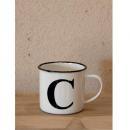 イニシャルマグC3個セット ホーロー アンティーク風 おしゃれ 白 ホワイト アルファベット コップ