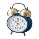 置き時計 デスク テーブル 卓上 スチール ガラス プラスチック ネイビー目覚まし時計 高さ17