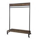 ハンガーラック アンティーク調家具 古材 スチール ラック モミの木 ブラウン 木製 高さ167.5