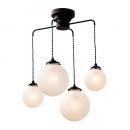 ペンダントライト おしゃれ アンティーク調 4灯 LED電球付き 擦りガラス ブラック 幅59