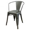 メタルアームチェアSV ダイニング 椅子 スチール シルバー インダストリアル オシャレ 高さ74