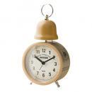 置き時計 デスク テーブル 卓上 スチール ガラス プラスチック ベージュ 目覚まし時計 高さ19