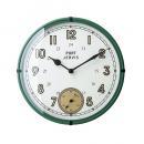 掛け時計 置き時計 グリーン お部屋のイメージチェンジ アルミ ガラス ミリタリー 直径25.5