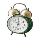 置き時計 デスク テーブル 卓上 スチール ガラス プラスチック グリーン目覚まし時計 高さ17